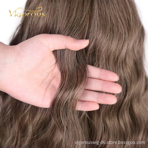 Vendors Colorful Fiber Brown Bob With Bang Cut Short Water Curly Heat Resistant Cheap Cosplay Synthetic Hair Wig